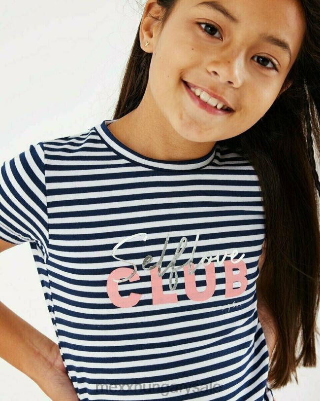 XV8H6801 lányok Mexx csíkos műalkotás törtfehér póló fehér