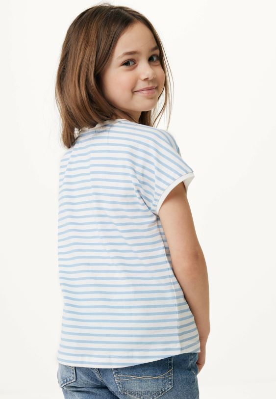 XV8H6806 lányok Mexx csíkos rövid ujjú törtfehér póló bézs