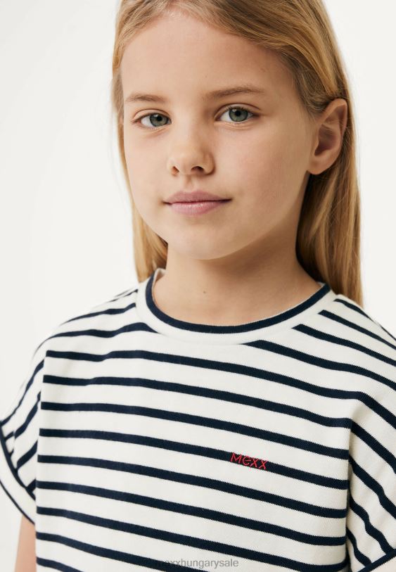 XV8H6807 lányok Mexx törtfehér csíkos póló bézs