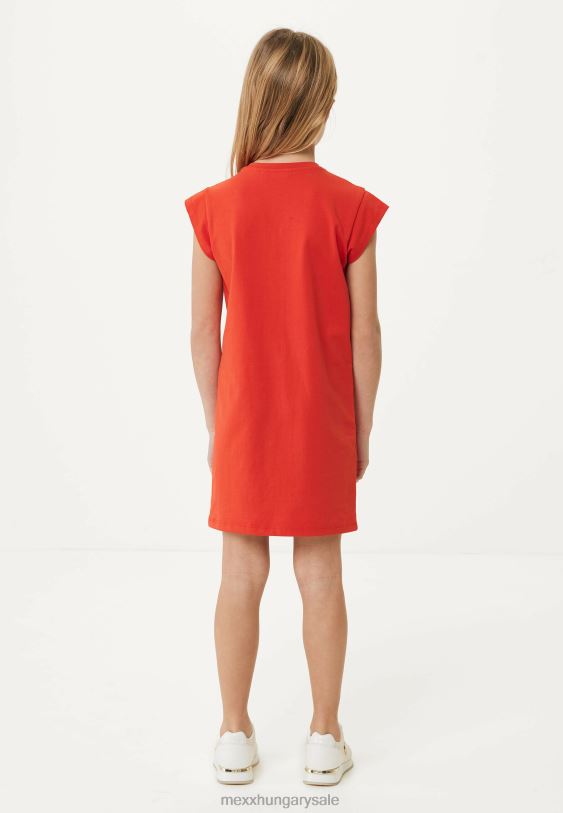 XV8H6809 lányok Mexx jersey ruha rövid ujjú piros