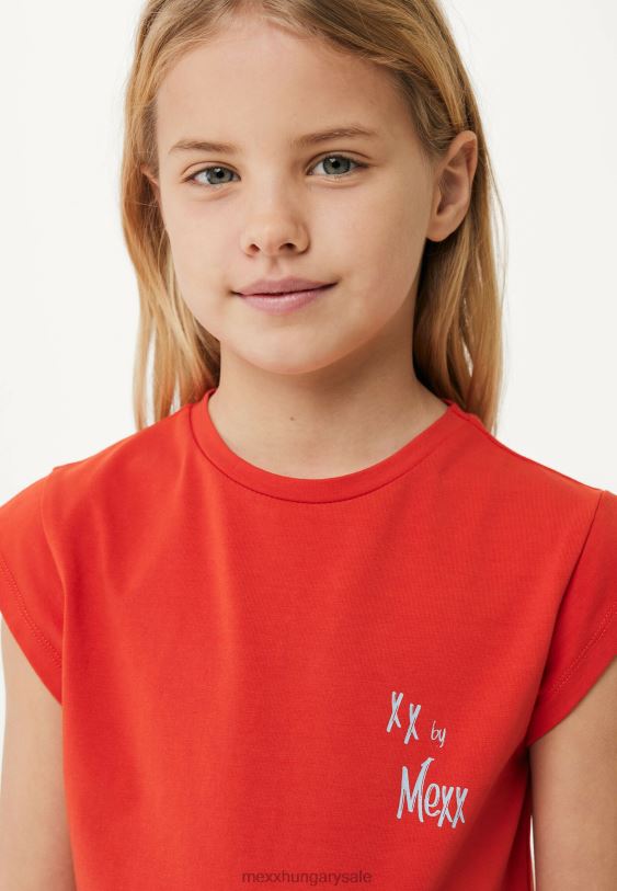 XV8H6809 lányok Mexx jersey ruha rövid ujjú piros