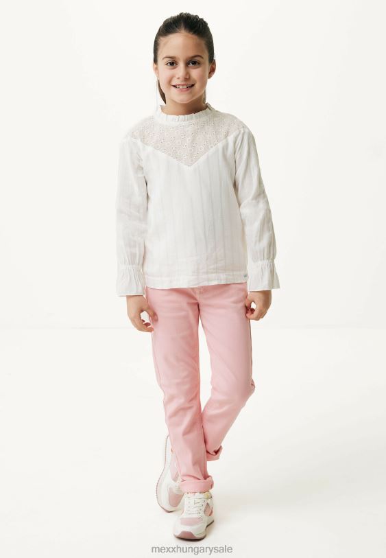 XV8H6810 lányok Mexx törtfehér broiderblúz bézs