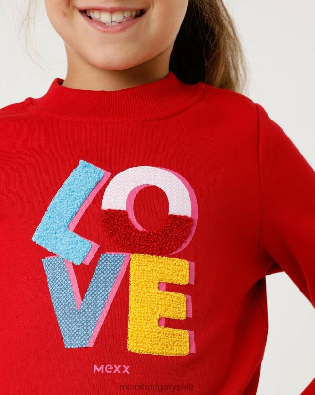 XV8H6816 lányok Mexx húzott nyakú pulóver műalkotásokkal piros