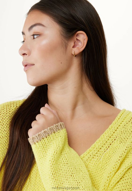 XV8H682 nők Mexx bő fazonú v-nyakú pulóver fényes sárga