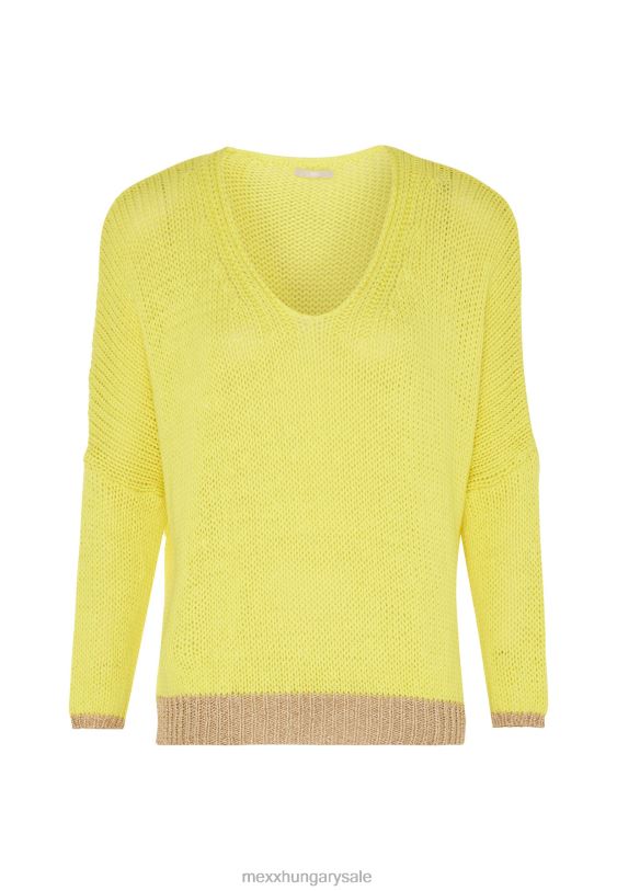 XV8H682 nők Mexx bő fazonú v-nyakú pulóver fényes sárga