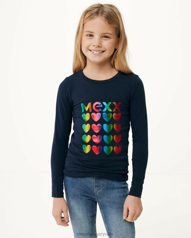 XV8H6823 lányok Mexx póló logóhordozó csillogó sötétkék színben kék