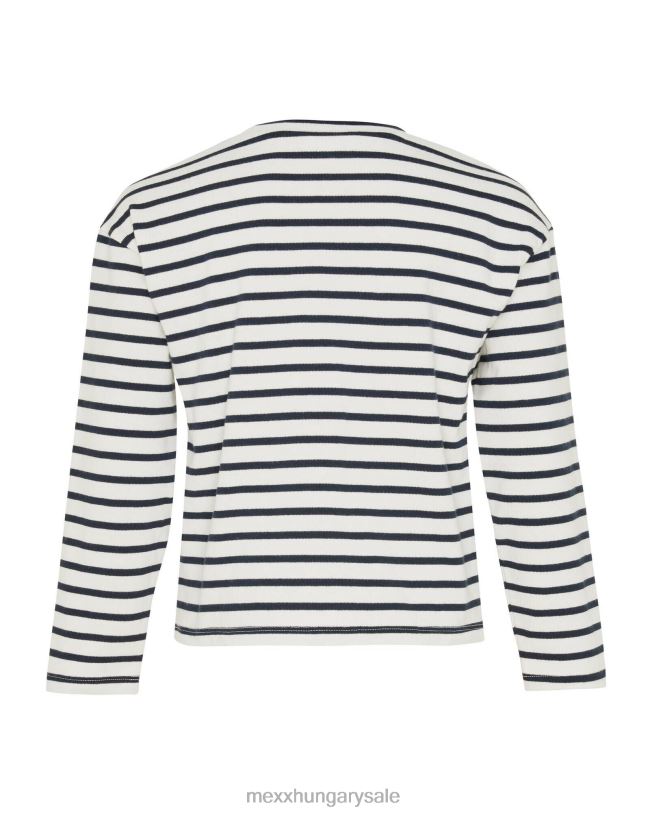 XV8H6827 lányok Mexx csíkos pulóver leesett a válláról fehér