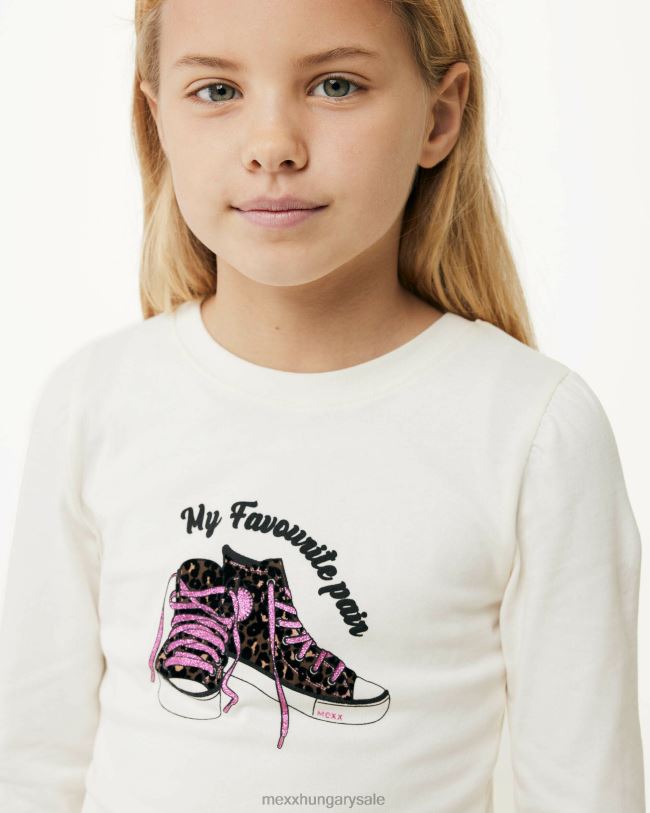 XV8H6832 lányok Mexx hosszú ujjú műalkotás póló le fehér