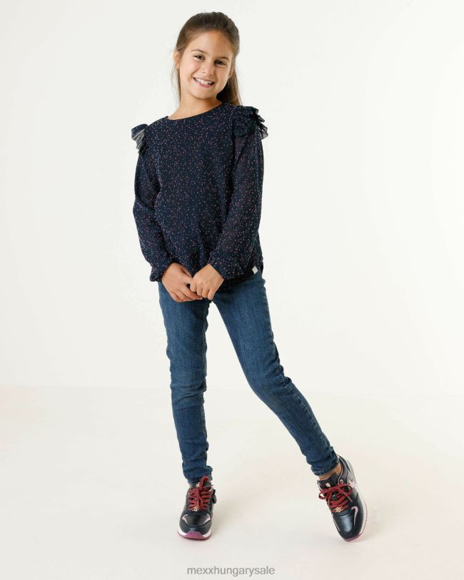 XV8H6837 lányok Mexx hálós blúz aop navy kék