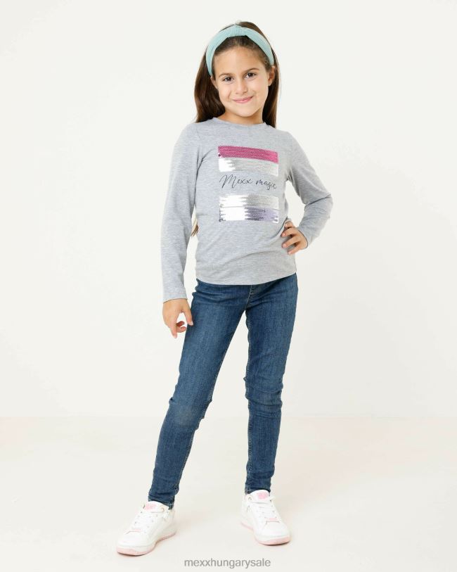 XV8H6839 lányok Mexx póló flitterekkel artwork közelharci szürke