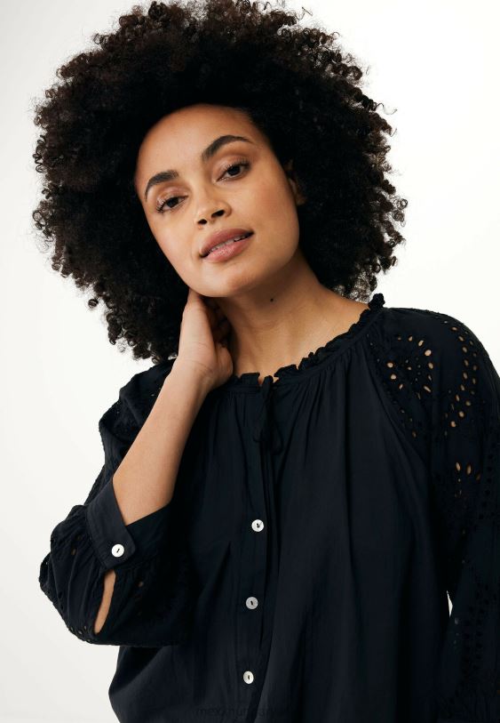 XV8H685 nők Mexx blúz broider ujjú fekete schwarz