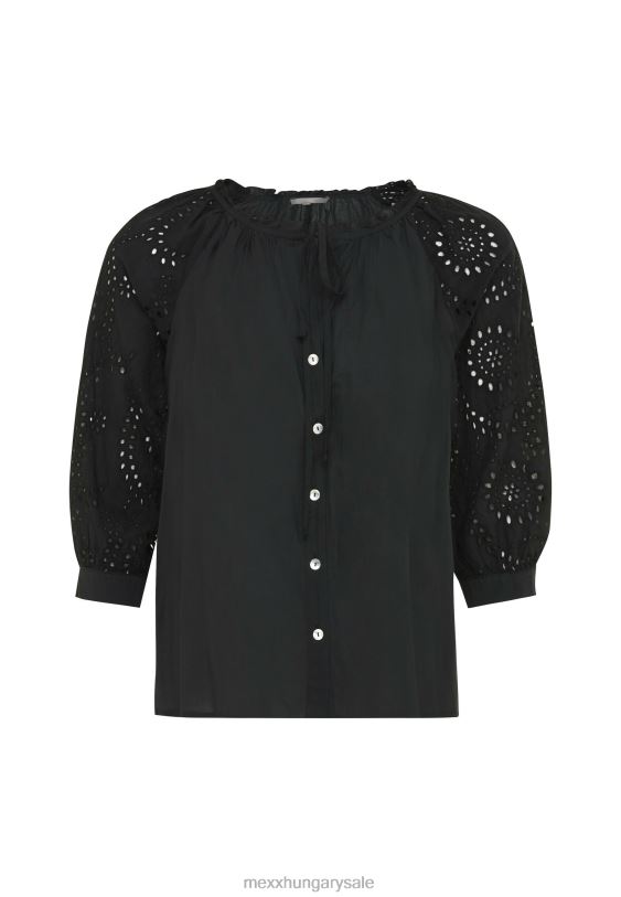 XV8H685 nők Mexx blúz broider ujjú fekete schwarz