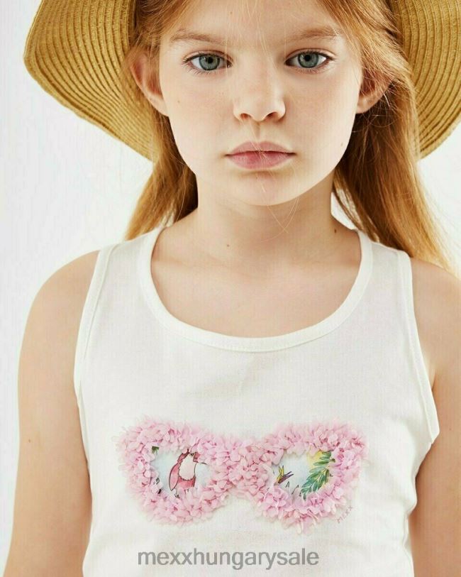 XV8H6853 lányok Mexx áthúzott hátú szingulett törtfehér fehér