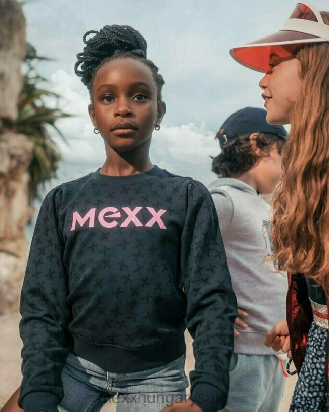 XV8H6859 lányok Mexx puff ujjú pulóver sötétkék kék