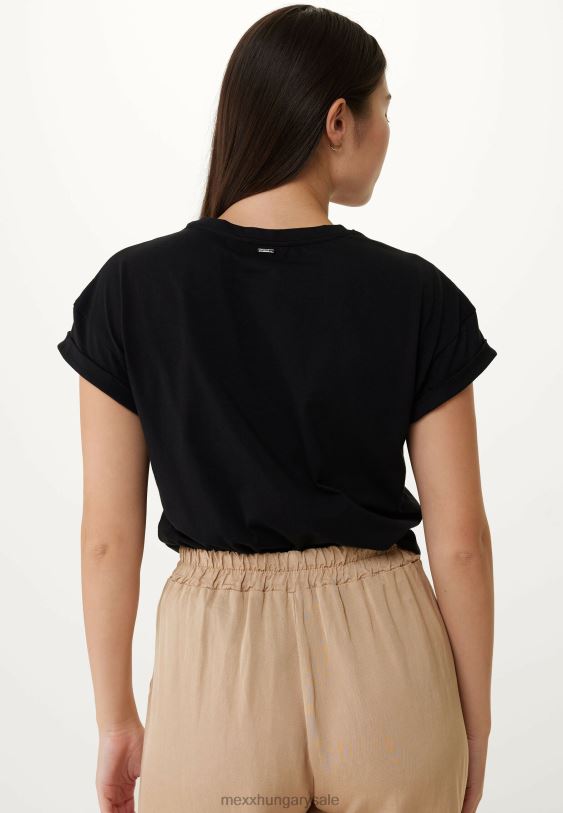 XV8H686 nők Mexx túlméretezett rövid ujjú fekete póló schwarz