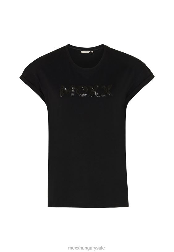 XV8H686 nők Mexx túlméretezett rövid ujjú fekete póló schwarz