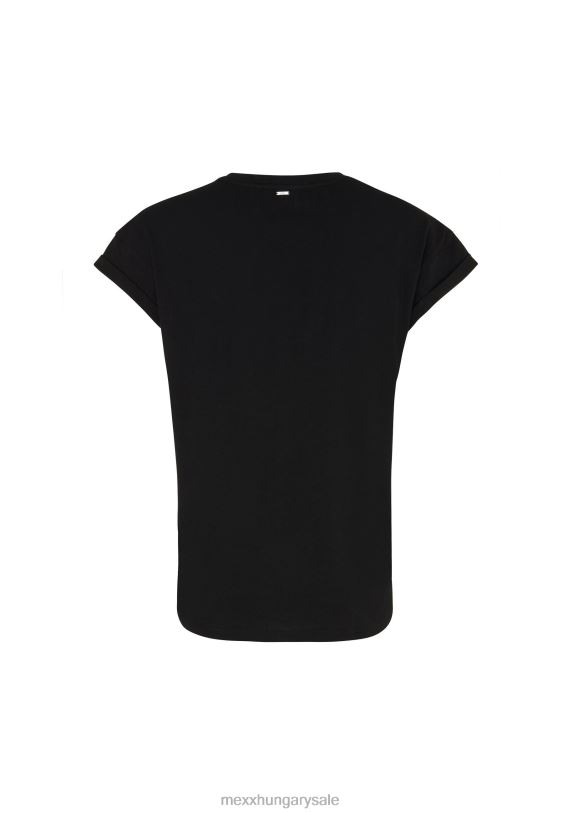 XV8H686 nők Mexx túlméretezett rövid ujjú fekete póló schwarz