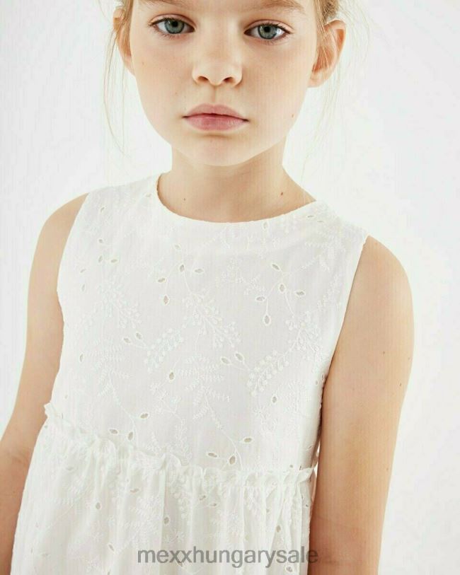 XV8H6863 lányok Mexx törtfehér broiderruha fehér