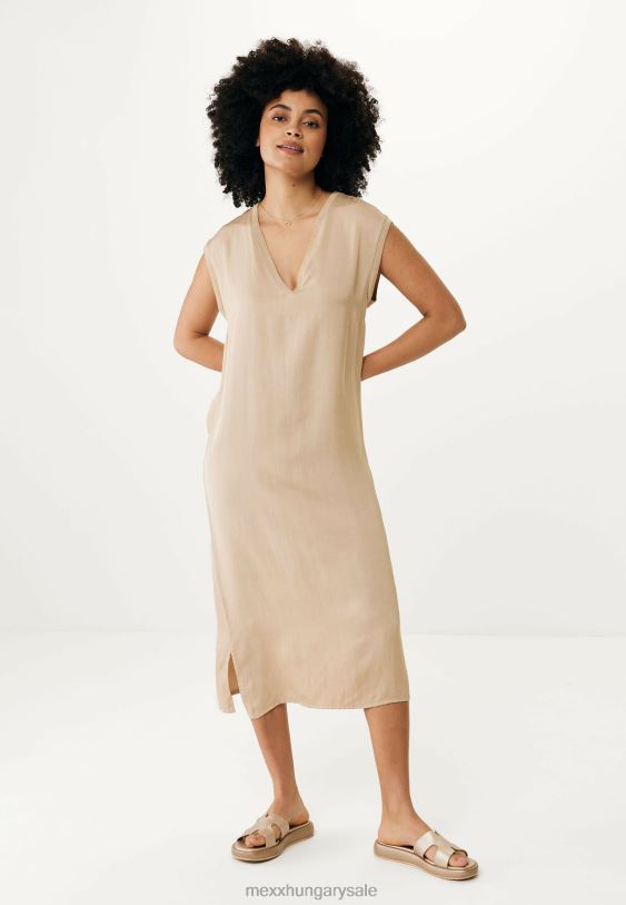 XV8H69 nők Mexx ujjatlan V-nyakú ruhahomok bézs