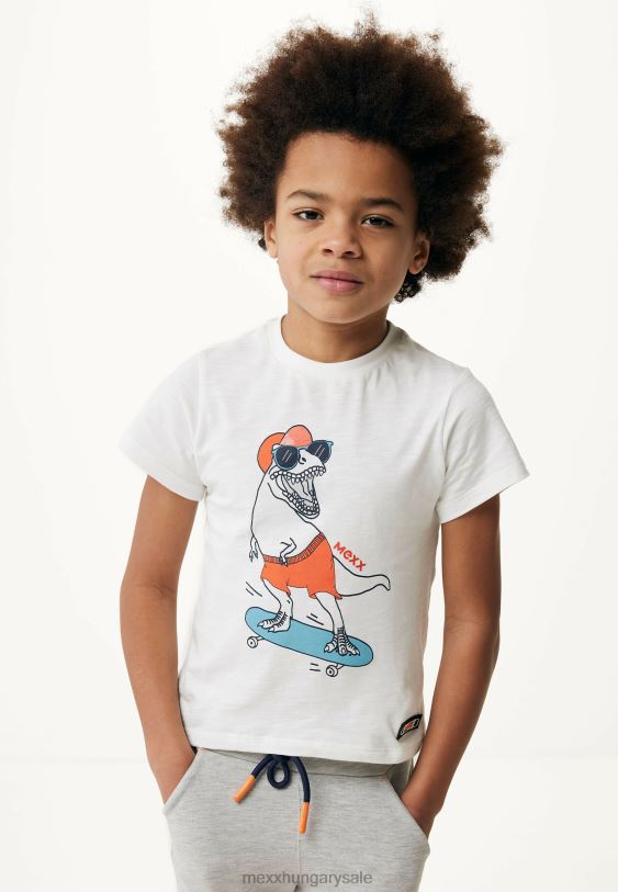 XV8H6902 fiúk Mexx póló artwork rövid ujjú törtfehér bézs