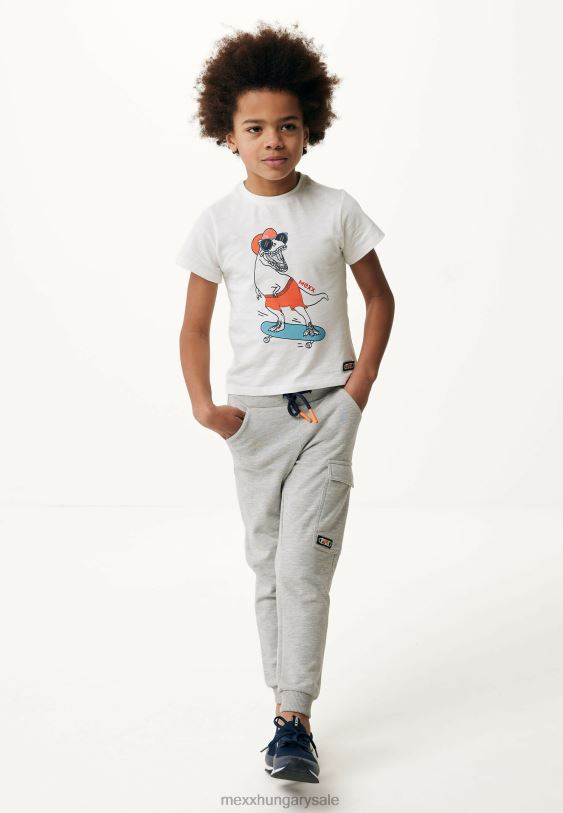 XV8H6902 fiúk Mexx póló artwork rövid ujjú törtfehér bézs
