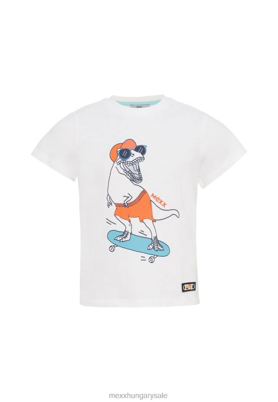 XV8H6902 fiúk Mexx póló artwork rövid ujjú törtfehér bézs