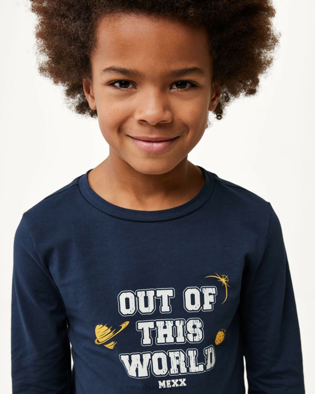 XV8H6931 fiúk Mexx hosszú ujjú műalkotás póló sötétkék kék