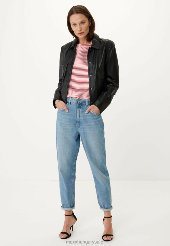 XV8H694 nők Mexx fekete bőrkabát schwarz