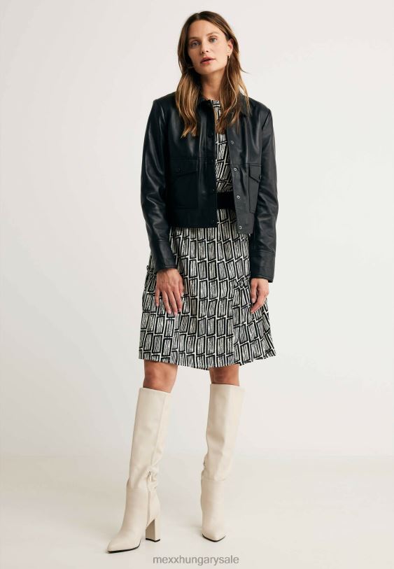 XV8H694 nők Mexx fekete bőrkabát schwarz