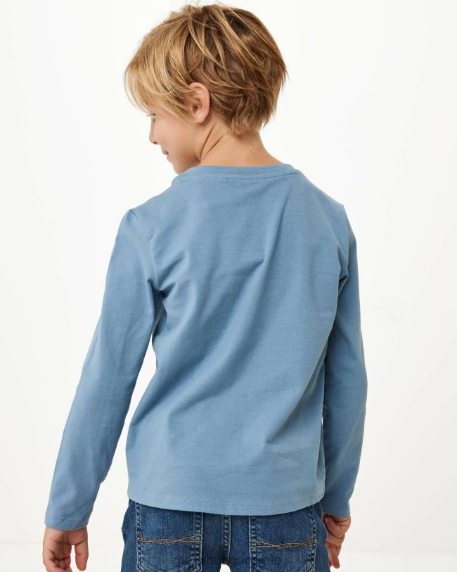 XV8H6949 fiúk Mexx hosszú ujjú logós hordozó póló közép kék