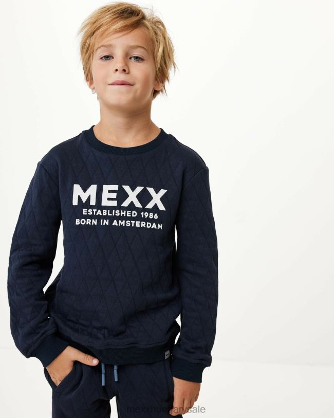 XV8H6954 fiúk Mexx crewneck pulóver foltvarró sötétkék kék