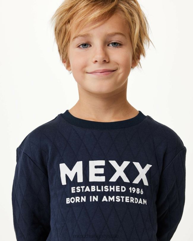 XV8H6954 fiúk Mexx crewneck pulóver foltvarró sötétkék kék