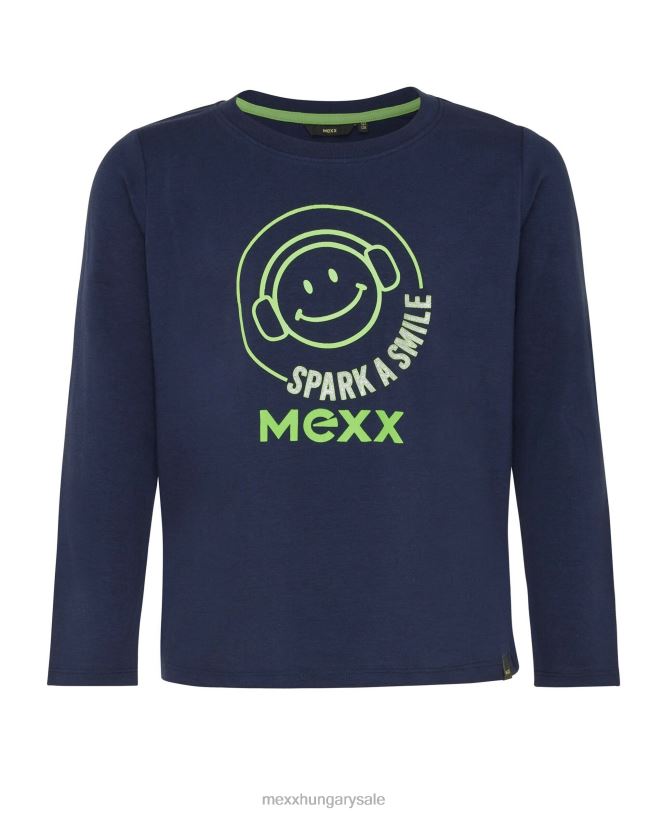XV8H6957 fiúk Mexx póló sötétkék grafikával kék