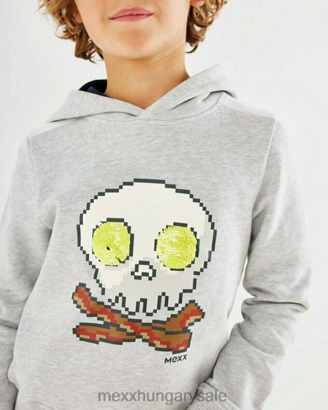 XV8H6972 fiúk Mexx flitterekkel kapucnis pulóver szürke közelharci szürke