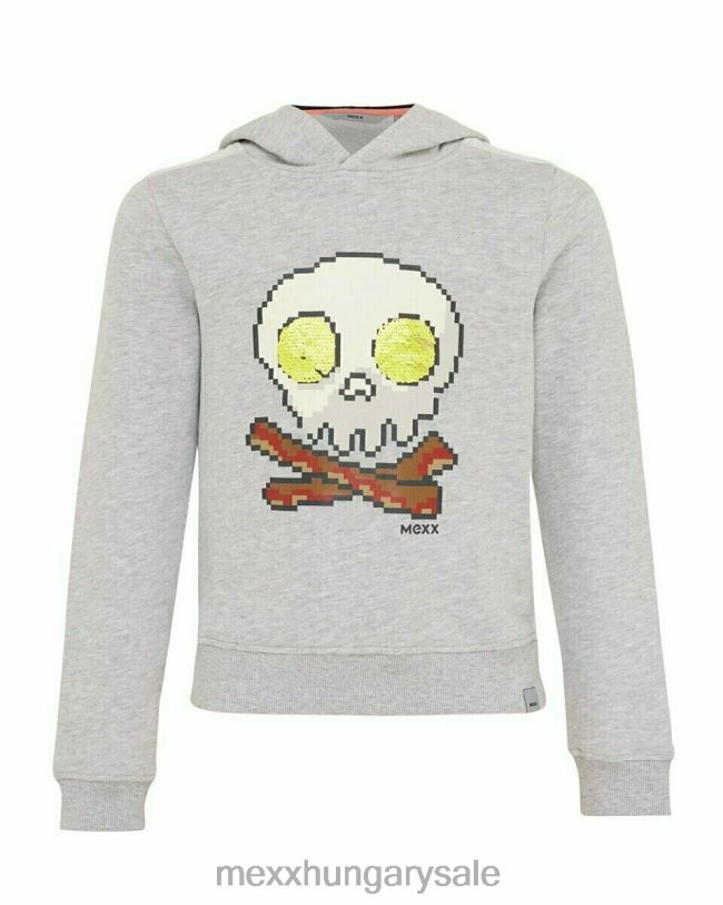 XV8H6972 fiúk Mexx flitterekkel kapucnis pulóver szürke közelharci szürke