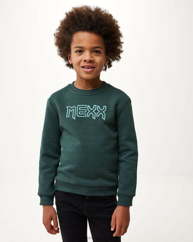 XV8H6943 fiúk Mexx crewneck logóhordozó sötét zöld
